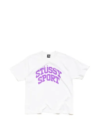 Stussy Block Logo-print Cotton T-shirt In White