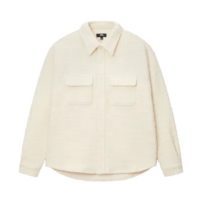 Pre-owned Stussy Boucle Wool Cpo Shirt 'natural' | Cream | Men's Size L In White