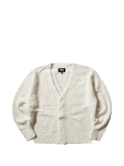 Stussy Bouclé-knit Cardigan In White