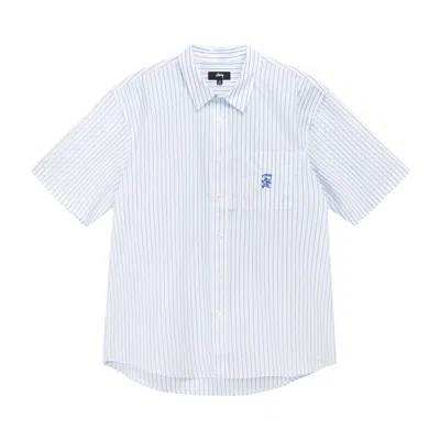 Pre-owned Stussy Boxy Striped Shirt 'blue'