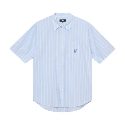 Pre-owned Stussy Boxy Striped Short-sleeve Shirt 'light Blue Stripes' In Multi-color