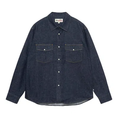 Pre-owned Stussy Boxy Western Denim Shirt 'dark Denim' | Blue | Men's Size Xl