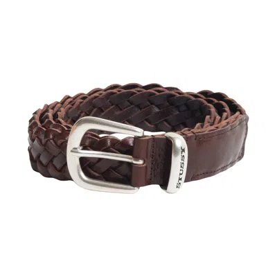 Pre-owned Stussy Braided Leather Belt 'brown' | Men's Size S/m