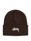 Stussy Logo-embroidered Beanie In Brown