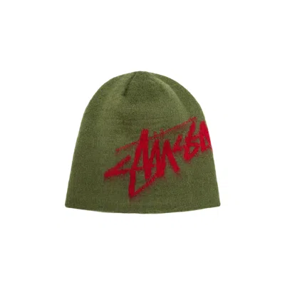 Pre-owned Stussy Brushed Out Stock Skullcap 'army' In Green