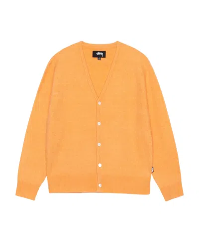 Stussy Brushed V-neck Cardigan In Orange