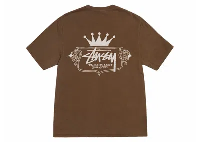 Pre-owned Stussy Built To Last Pigment Dyed Tee Shirt In Brown