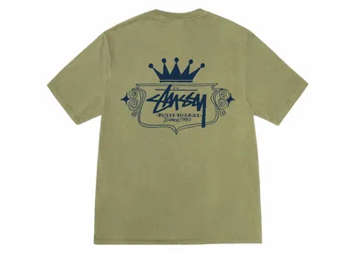 Pre-owned Stussy Built To Last Pigment Dyed Tee Shirt In Olive