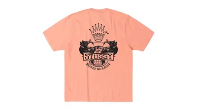 Pre-owned Stussy Built To Last Pigment Dyed Tee Shirt In Sherbert In Orange