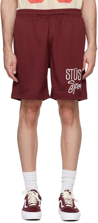 Stussy Burgundy 'sport' Shorts In Maro Maroon