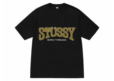 Pre-owned Stussy Burly Threads Pigment Dyed Tee Shirt In Black