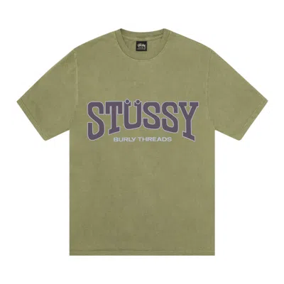 Pre-owned Stussy Burly Threads Tee 'olive' In Green
