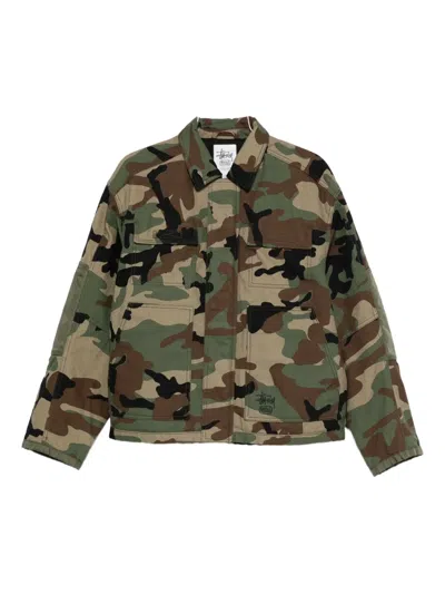 Stussy Button-up Military Jacket In Green