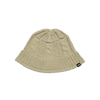 Pre-owned Stussy Cable Knit Bucket Hat 'oat' | Cream | Men's Size S/m In White