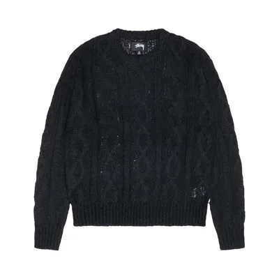 Pre-owned Stussy Cable Loose Knit Sweater 'black'
