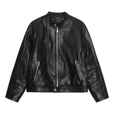 Pre-owned Stussy Cafe Racer Leather Jacket 'black'