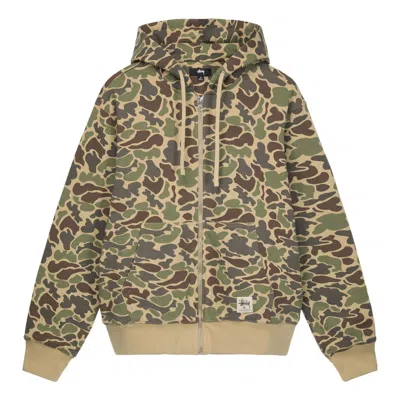 Stussy Camo Double Face Zip Hoody Jacket 'camo' In Brown