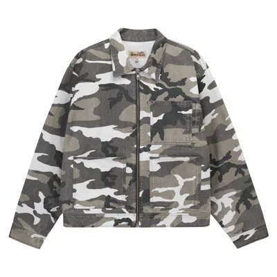 Pre-owned Stussy Camo Zip Work Jacket 'multicolor' In Multi-color