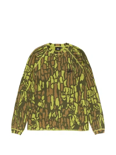 Stussy Camouflage-print Waffle-knit Sweater In Multi