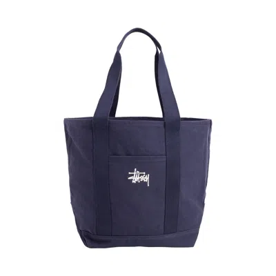 Pre-owned Stussy Canvas Market Tote Bag 'navy' | Blue | Men's Size Onesize