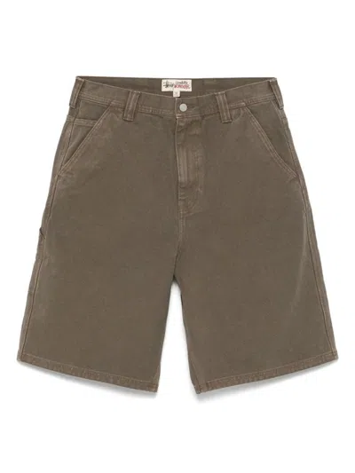 Stussy Washed-effect Canvas Shorts In Brown