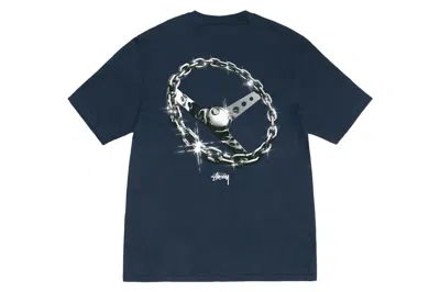 Pre-owned Stussy Chain-link T-shirt Navy