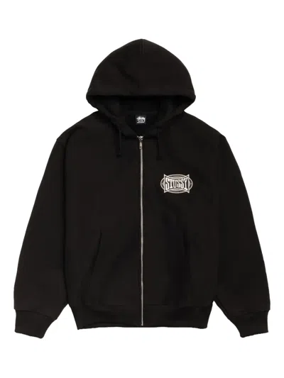 Stussy Champion Hooded Zip Jacket In Black