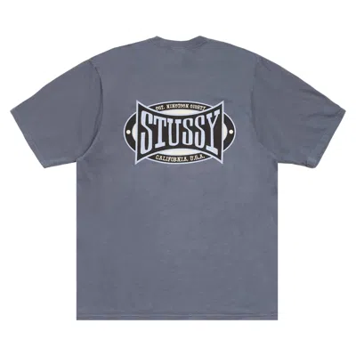 Pre-owned Stussy Champion Oval Tee Pigment Dyed 'navy' | Blue | Men's Size Xl