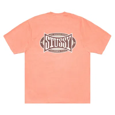 Pre-owned Stussy Champion Oval Tee Pigment Dyed 'sherbert' | Orange | Men's Size M
