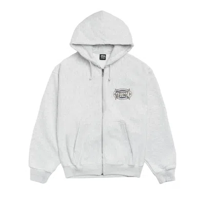 Pre-owned Stussy Champion Oval Zip Hoodie 'ash Heather' | Grey | Men's Size L In Gray