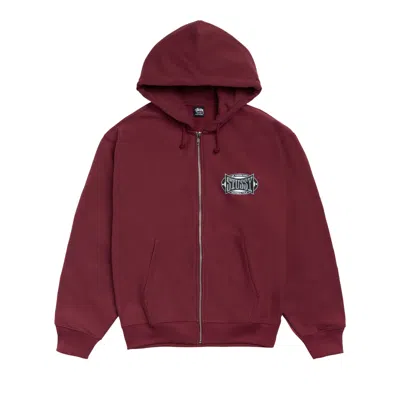 Pre-owned Stussy Champion Oval Zip Hoodie 'wine' | Red | Men's Size L