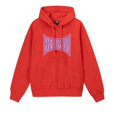 Pre-owned Stussy Champion Pigment Dyed Hoodie 'tomato' In Red