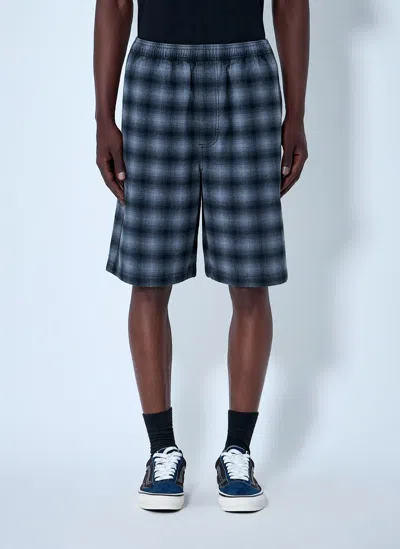 Stussy Checked Elasticated Waist Shorts In Blue