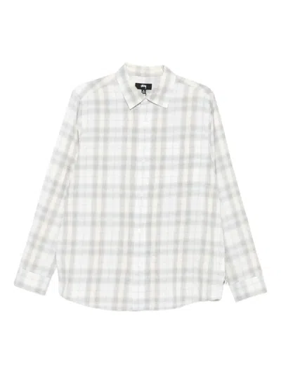 Stussy Checked Long-sleeve Shirt In White