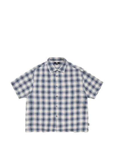 Stussy Check-print Boxy-cut Shirt In Blue