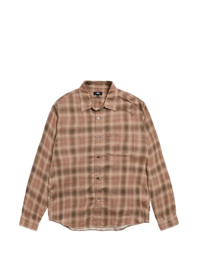 Stussy Check-print Long-sleeve Shirt In Brown