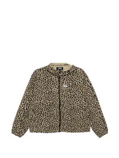 Stussy Cheetah-print Logo Jacket In Neutral