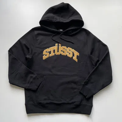 Pre-owned Stussy Chenille Arch App Hoodie Black Small Nwot