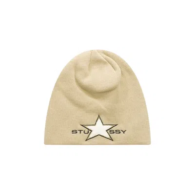 Pre-owned Stussy Chenille Skullcap 'sand' | Cream | Men's Size Onesize In White