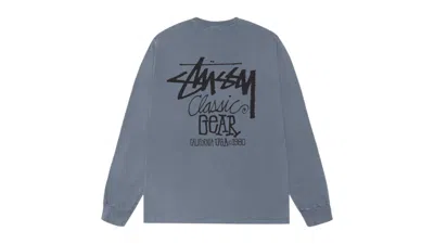 Pre-owned Stussy Classic Gear Long Sleeve Pigment Dyed Tee Shirt In Navy Blue