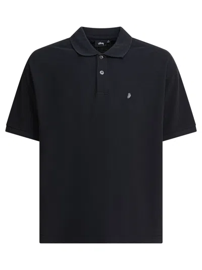 Stussy Classic Pique Polo Polo Shirts Black