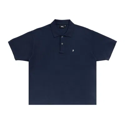 Pre-owned Stussy Classic Pique Polo Shirt 'navy' | Blue | Men's Size L