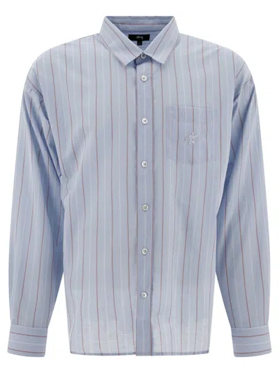 Stussy Classic Striped Shirt Shirts In Light Blue