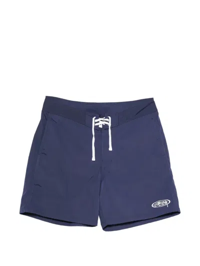 Stussy Coastal Board Logo-embroidered Shorts In Blue