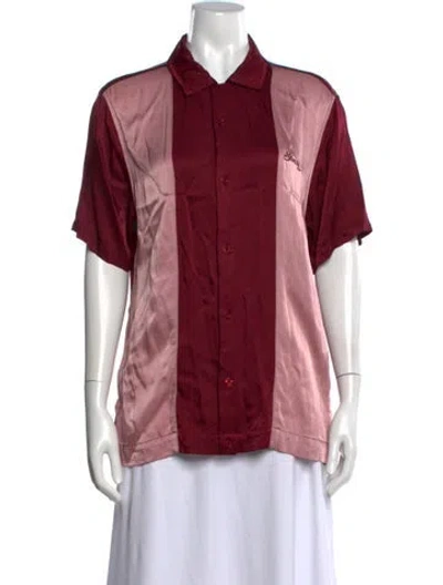Pre-owned Stussy Colorblock Pattern Short Sleeve Top In Red