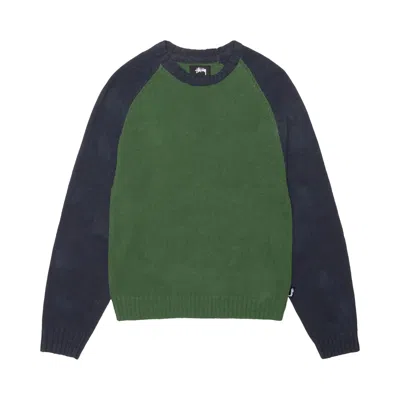 Pre-owned Stussy Colorblocked Raglan Knit Crew 'green' | Men's Size M