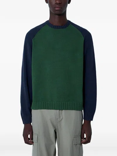 Stussy Colorblocked Raglan Sweater In Green