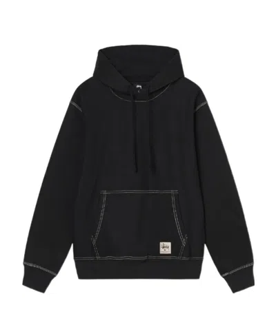 Stussy Contrast-color Stitching Label Hoodie In Black