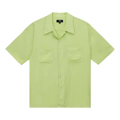 Pre-owned Stussy Contrast Pick Stitched Shirt 'lime' In Green