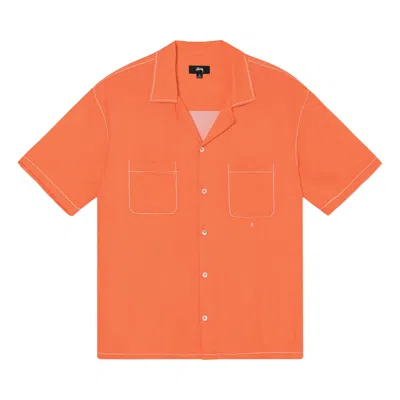 Pre-owned Stussy Contrast Pick Stitched Shirt 'peach' In Orange